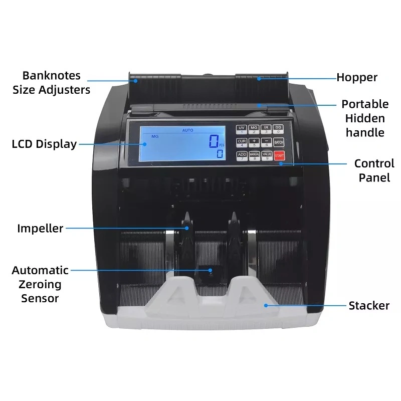Money Counter Machine Detection USD Euro Currency Bill Counters UV/Mg/IR Banknote Detector