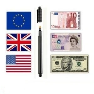 Counterfeit Money Detector Pen Fake Euro Money Detector Pen Money Counterfeit Fake Banknote Tester for Us Dollar Bill Euro