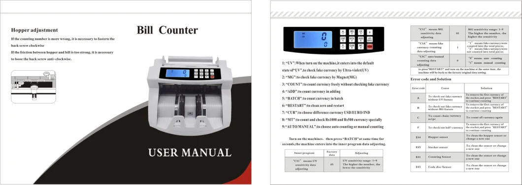 Jn-2040 Golden Special Changing Red LCD Money Counting Machine with UV&Mg