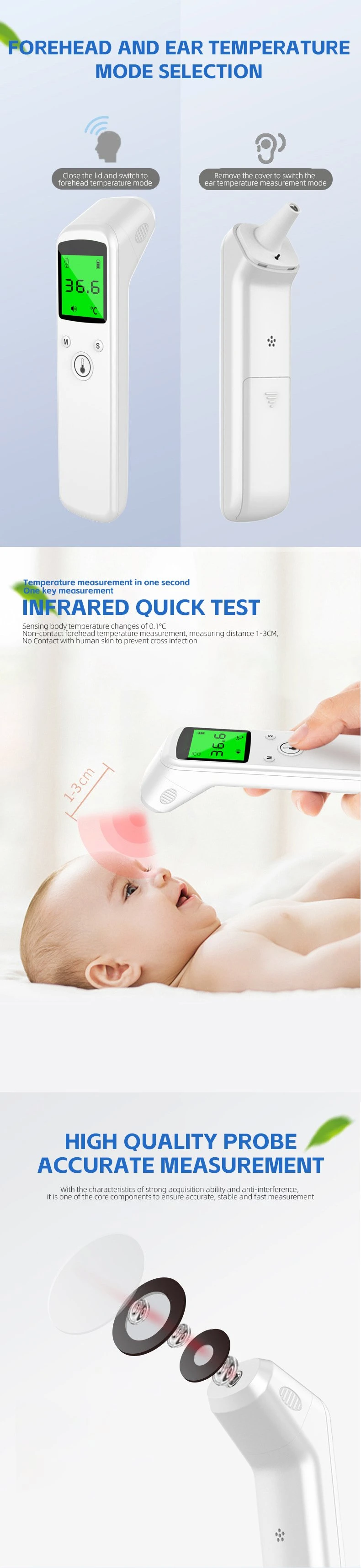 Customized Medical Digital Scan Body Temperature Test Home Baby Forehead IR Thermometer Infrared