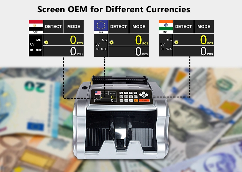 Fake Money Detector Banknote Money Counter Al-6700t UV/Mg Detector De Billete Falso TFT Display Note Counting Machine